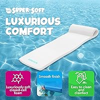 Vista 3 de TRC Recreation Sunsation 1.75" Thick Foam Pool Float Lounger, White w/Headrest for Lounging & Sunbathing in Swimming Pools, Beaches & Lakes, 70" x