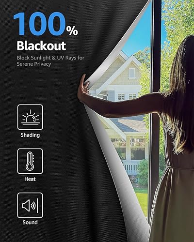 Miniatura 2 de Sumobaby Cortinas opacas portátiles para dormitorio, 42 x 36 pulgadas, sin taladrar, con cintas de velcro mejoradas, cubierta de ventana 100% opaca,