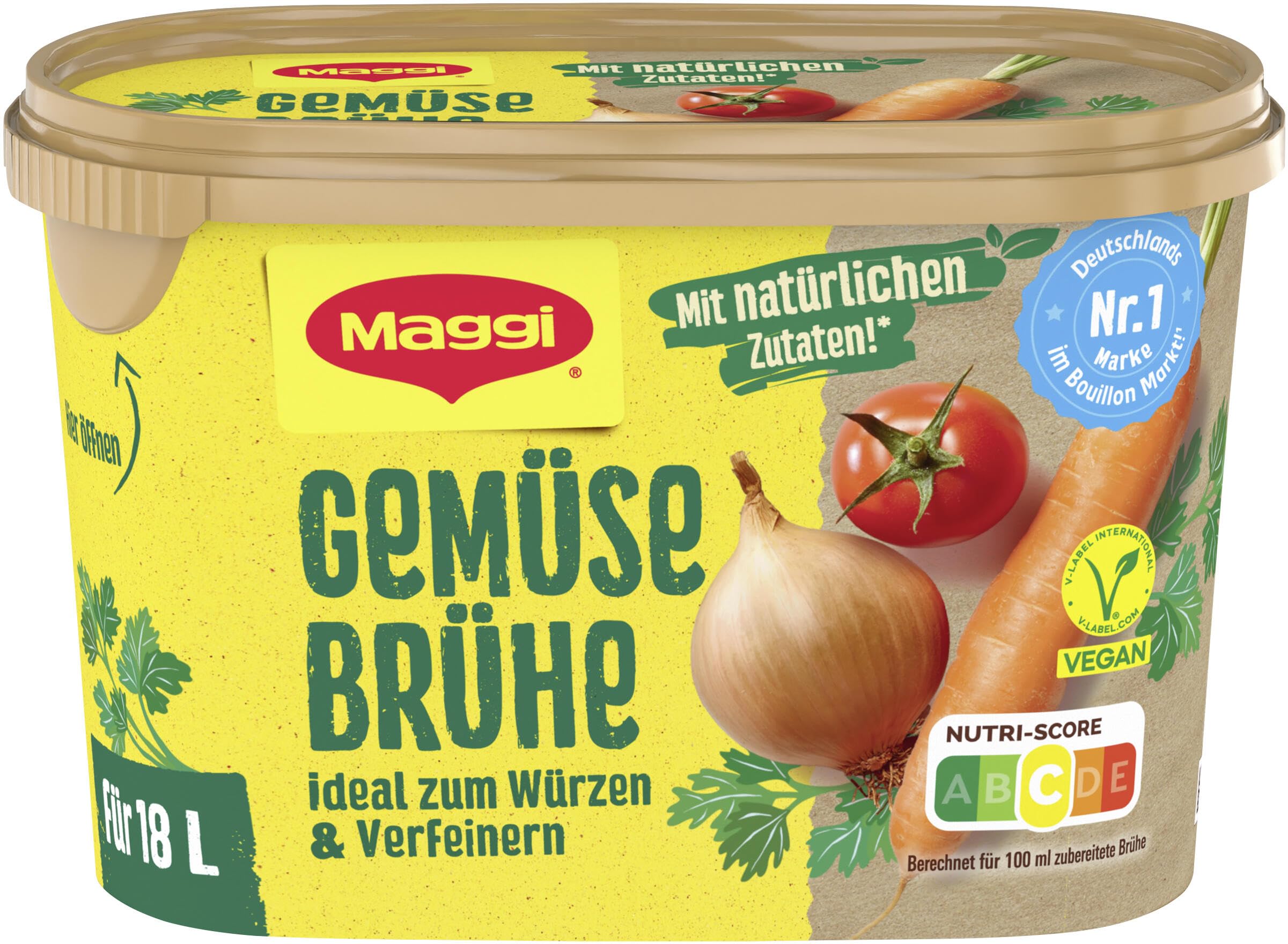 Maggi Gemüse Brühe, Universal-Würzmittel mit natürlichen Zutaten, 1er Pack (1 x 288g)