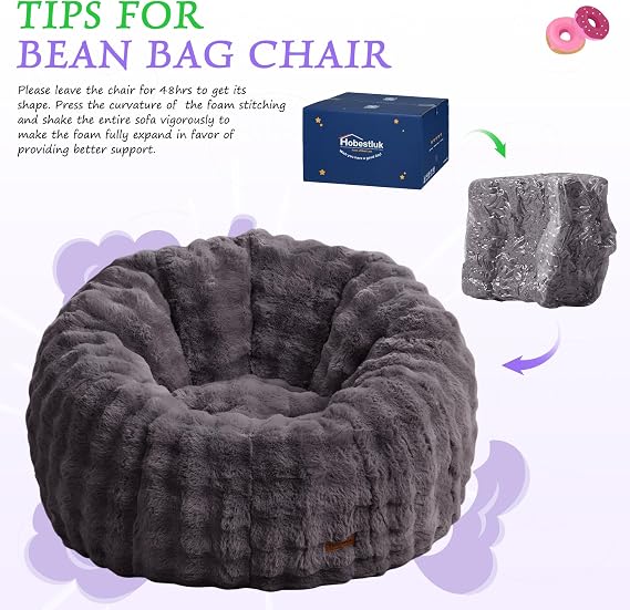 Hobestluk Large Beanbag Chair for Adults Donut-Shaped Oversized Sofa Couch