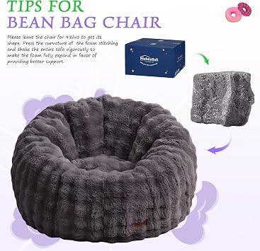 Hobestluk Large Beanbag Chair for Adults Donut-Shaped Oversized Sofa Couch