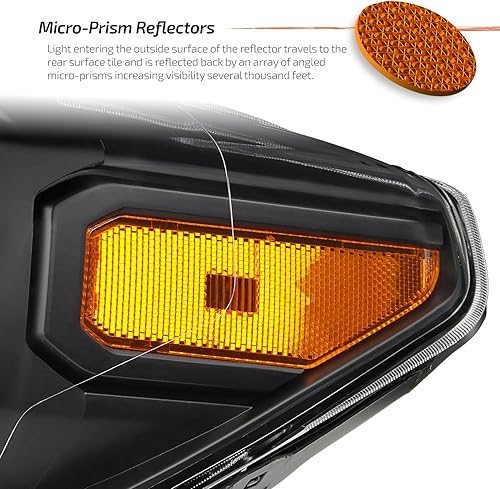 Miniatura 5 de AKKON - Para el nuevo diseño de tubo LED secuencial negro 2016-2022 Toyota Tacoma SRSR5 Dual Square Projector Faros delanteros