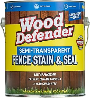 Wood Defender Semi-Transparent Fence Stain and Seal Sierra 1-Gallon | Oil-Based Exterior Fence Coating| Long-Lasting Color Protection for Wood Fences
