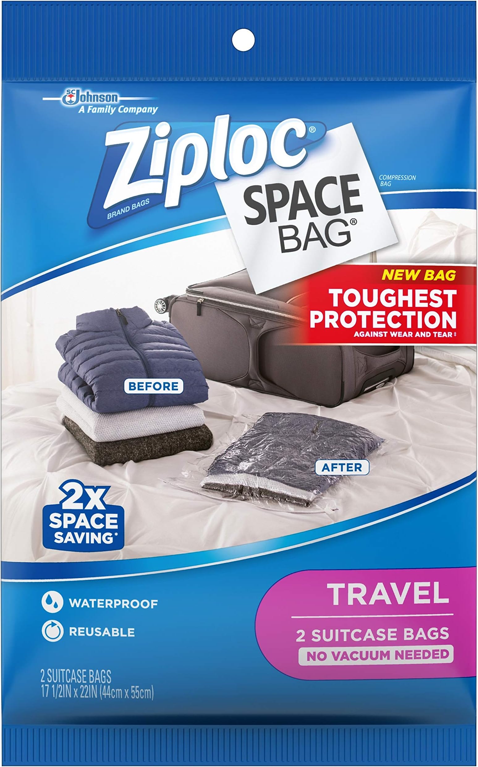 Ziploc Space Bag, Travel Bag, 2 Count