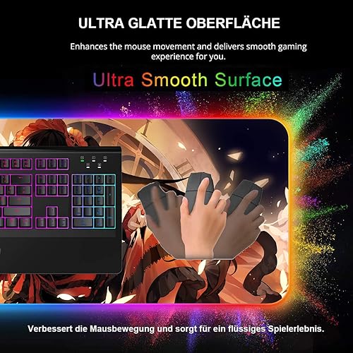 Miniatura 5 de Mouse Pads Anime Girl Sexy RGB Mouse Pad XXL Gaming Pads Large Mousepad Mause Protector LED Keyboards Office Gamer Keyboard Pad 27.55 inch x12 inch