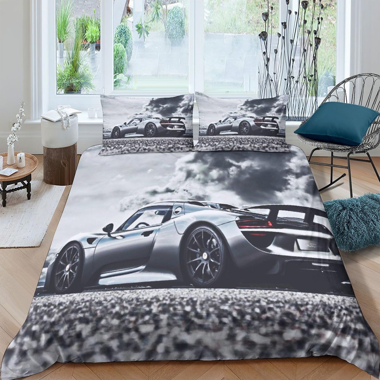 Bardys Girls Style-2 Super Car 3D Printed Bedding Set Soft Microfiber Sports Car Comforter Cover With Pillowcaser, Quilt Cover With Zipper,Duvet Cover Set Light Weight For Kids ，Boys Double（200X200cm）