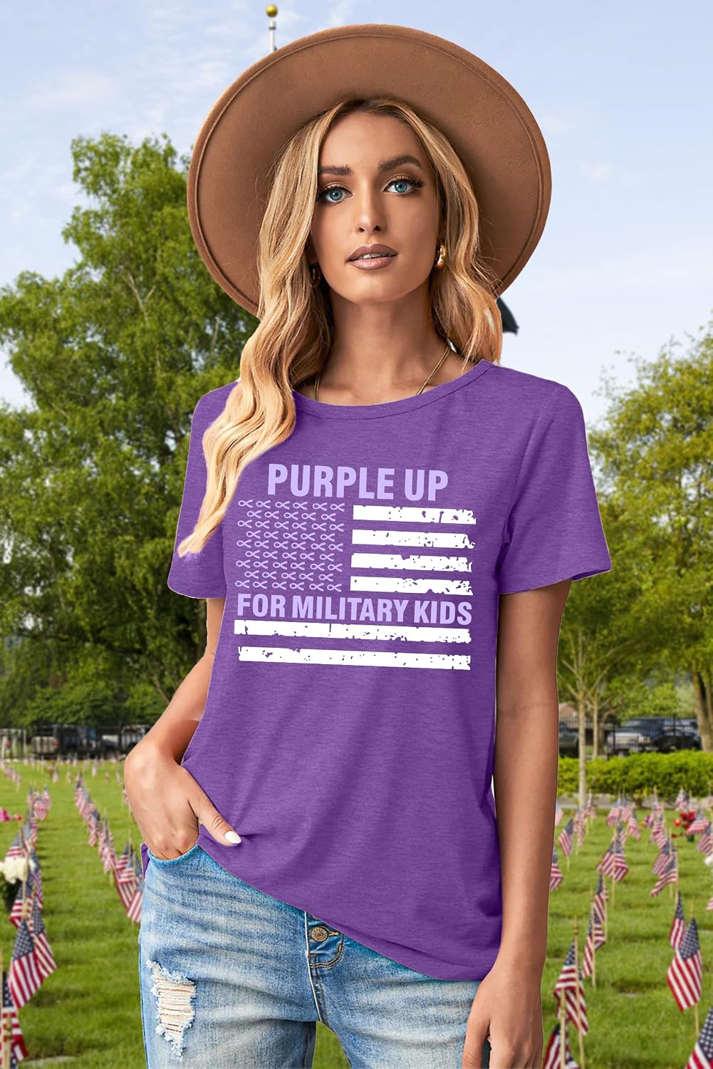 Purple Up for Military Kids Shirts Military Kids Month T Shirt Purple Up Day Shirt Military Children Awareness Tee Tops
