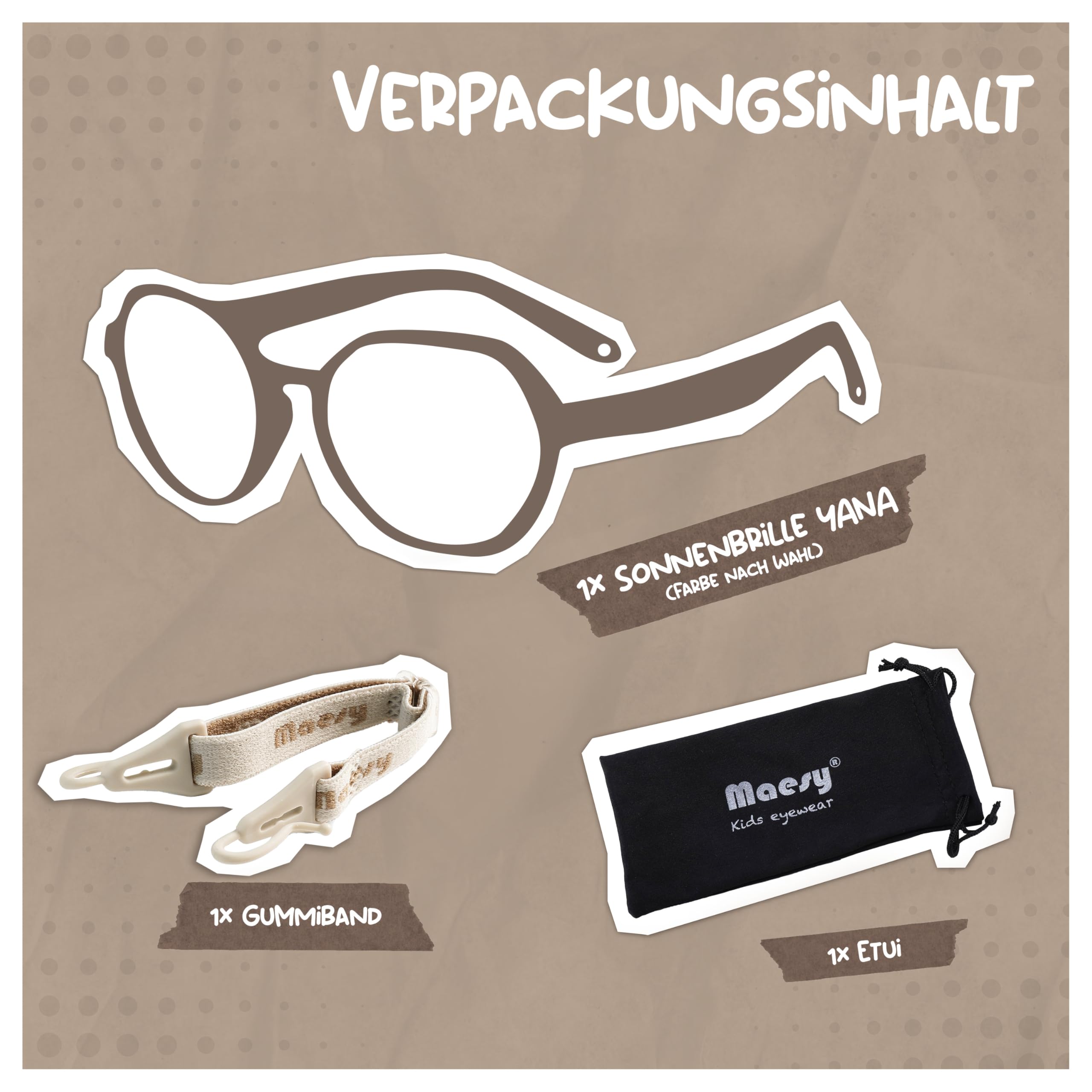 Kinder Sonnenbrille für Kleinkind und Baby - 1-3 Jahre - UV400 Polarisierter Schutz - Flexibler und Biegsamer Rahmen - Verstellbares Gummiband - Sichere und Bequeme Kindersonnenbrille - Yana