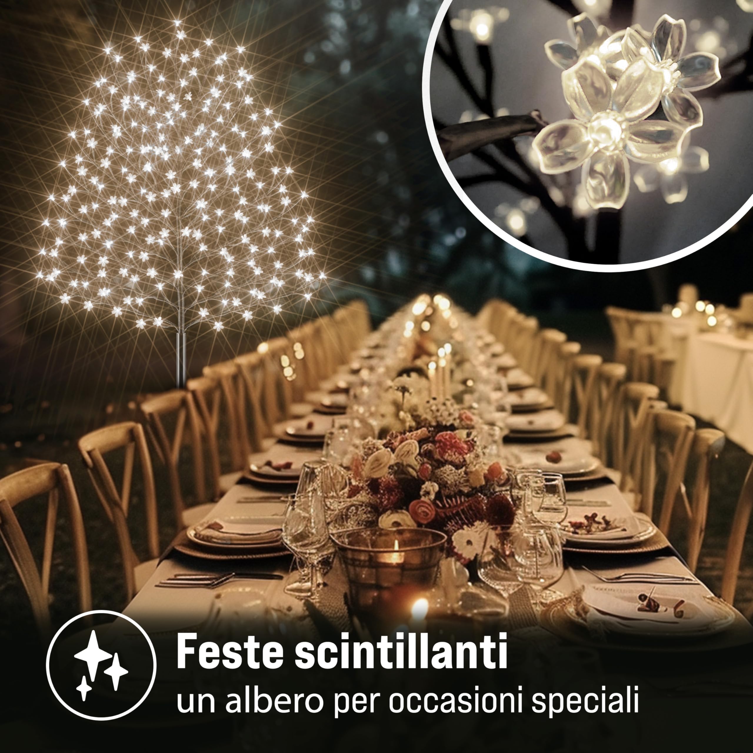 Monzana Albero Ciliegio Luce a LED 220cm con Telecomando e Timer 8 Modi Illuminazione Interno Esterno