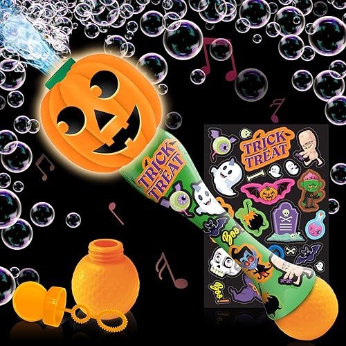 ArtCreativity Halloween Bubble Wand for Kids, 14" Light Up Pumpkin