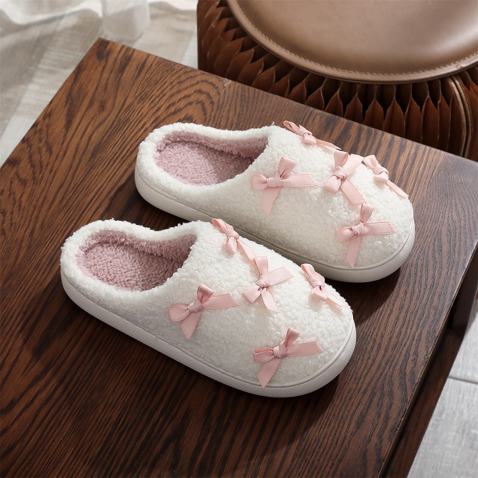 Zapatillas de estar por casa de invierno para mujer, de felpa, suaves, cálidas, para invierno, antideslizantes, ligeras, suaves, para hombre y mujer