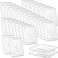 Vista 8 de Hoolerry 24 tapas de sartén de alimentos con asa de policarbonato tamaño 1/6 tapa transparente para restaurante, contenedor de alimentos comerciales