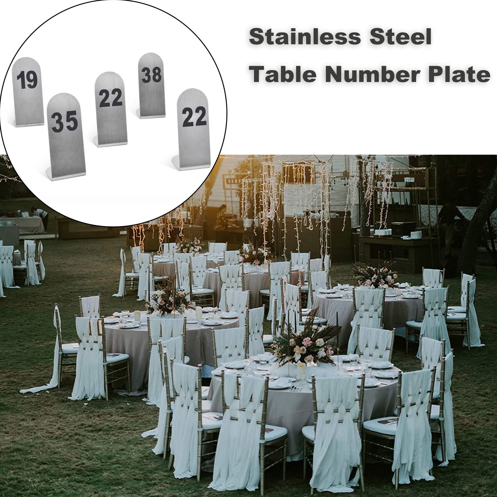 Tarjetas de números de mesa estilo tienda de campaña para bodas y restaurantes, elegantes pantallas numéricas negras