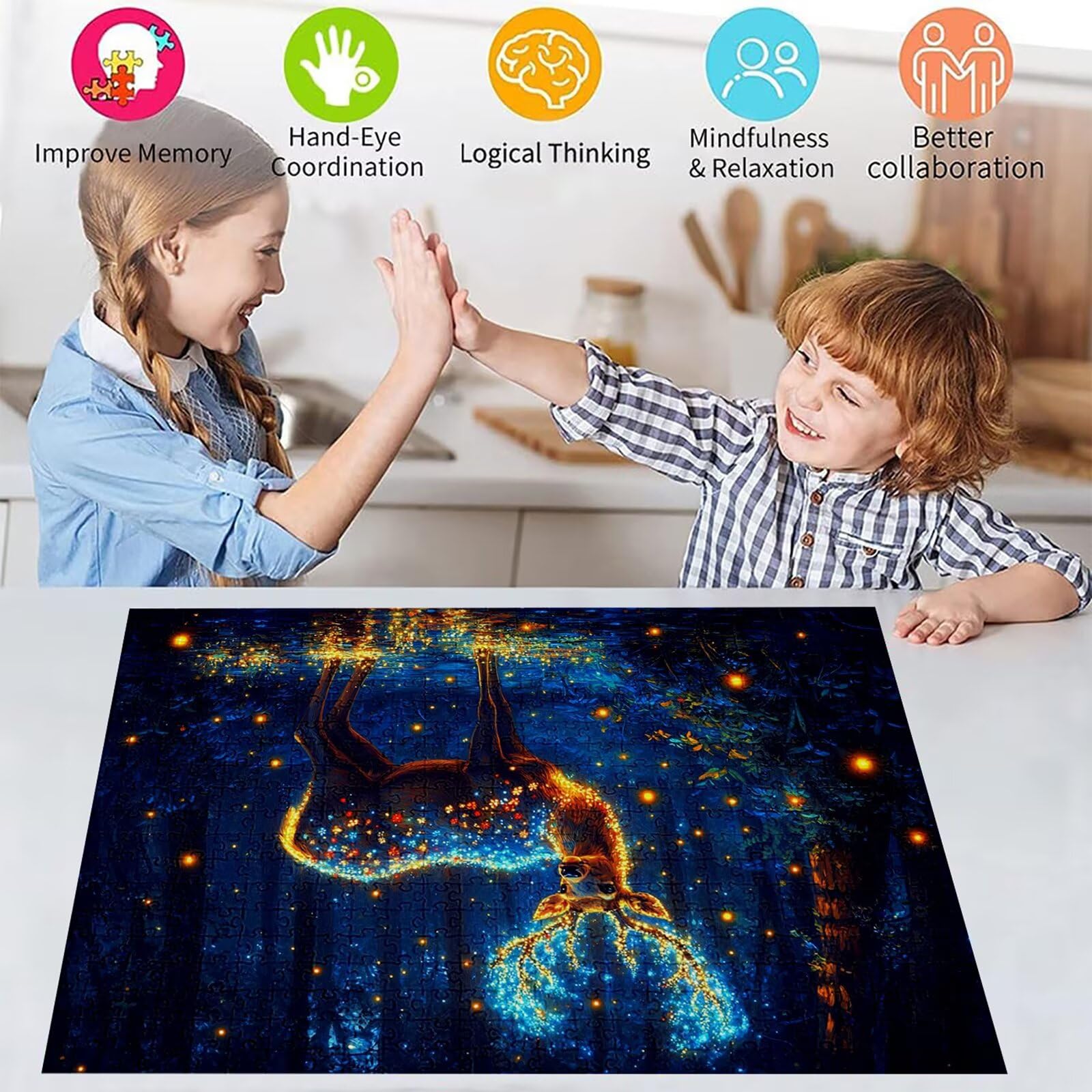 Puzzle 3000 elementów leśnych puzzle dla dorosłych jeleń 122 x 81 cm Unikalne rzemiosło klasyczne 3D Drewniane układanki do rodzinnych gier aktywnych, układanka do samodzielnego wykonania nawet do
