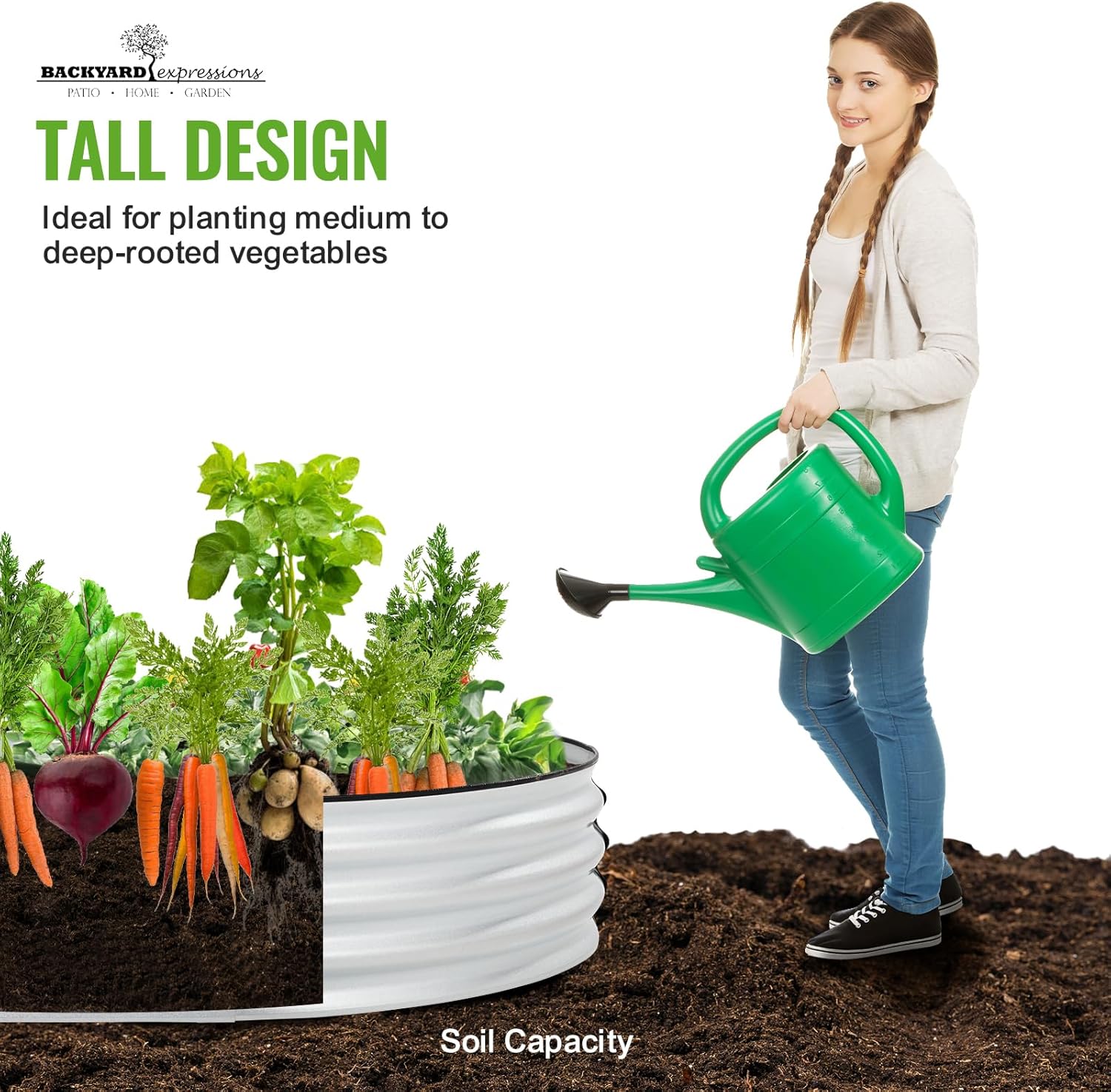 Backyard Expressions Home Galvanized Raised Garden Bed Kit 8x4x1ft, Planter Box Raised Garden Beds Outdoor, Easy Assembly Metal Raised Bed for Gardening Vegetables, Fruits, Flowers - Silver