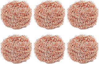 6 Packs Copper Steel Wool Scrubber Non-Scratch Sturdy Cleaning Pad Circular Design 10cm Grease Removal Tool for Cooktop Oven Range Hood Pots Pans Surfaces