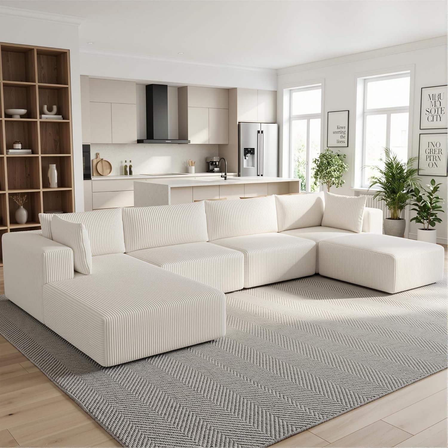 138″ Boneless Couches for Living Room, Modular Cloud Couch
