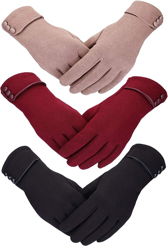 Patelai 3 pares de guantes para mujer, guantes de invierno con pantalla táctil para enviar mensajes de texto, guantes resistentes al viento, forro polar cálido para clima frío