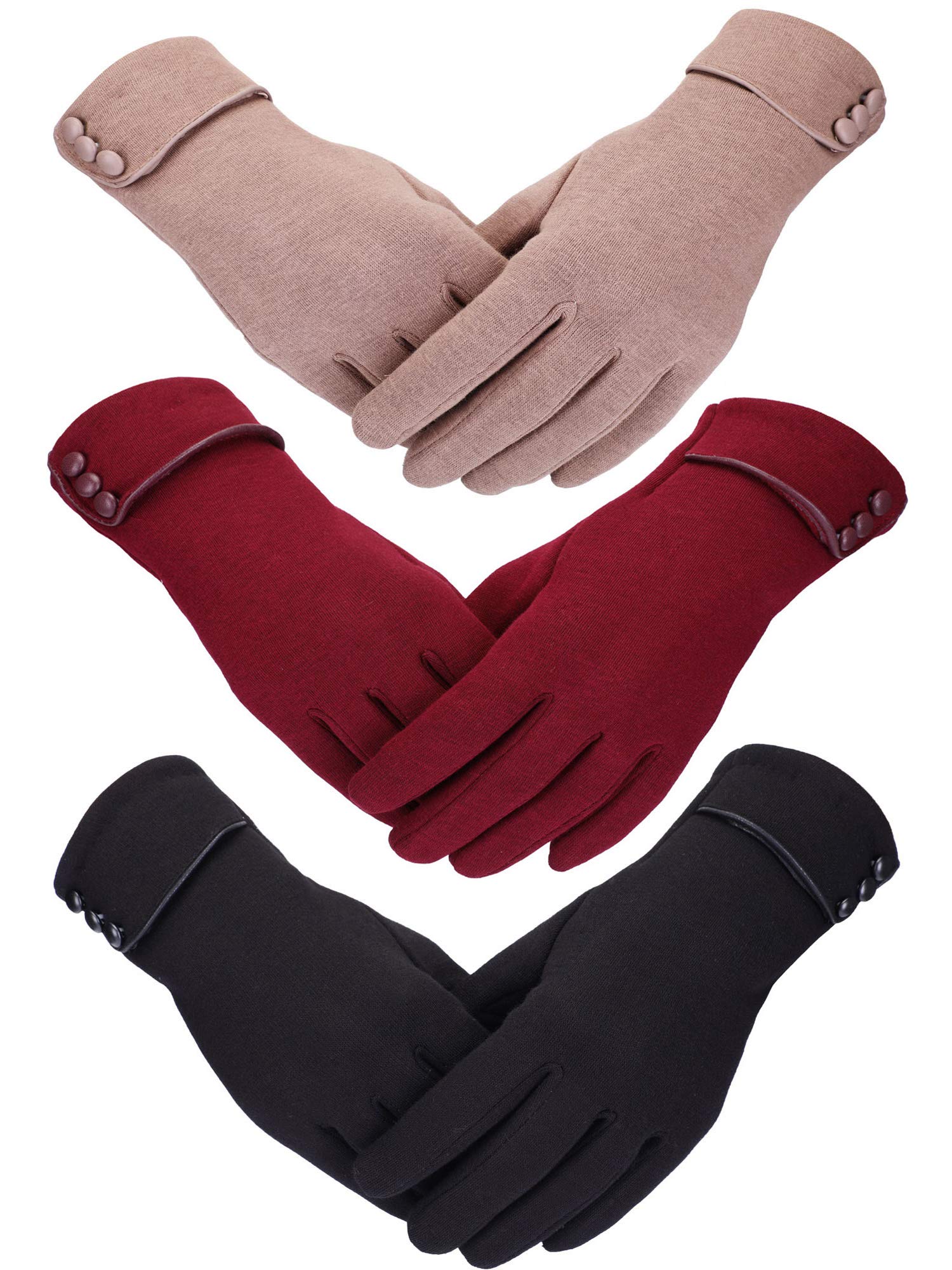 Patelai 3 Pairs Womens Winter Gloves Touchscreen