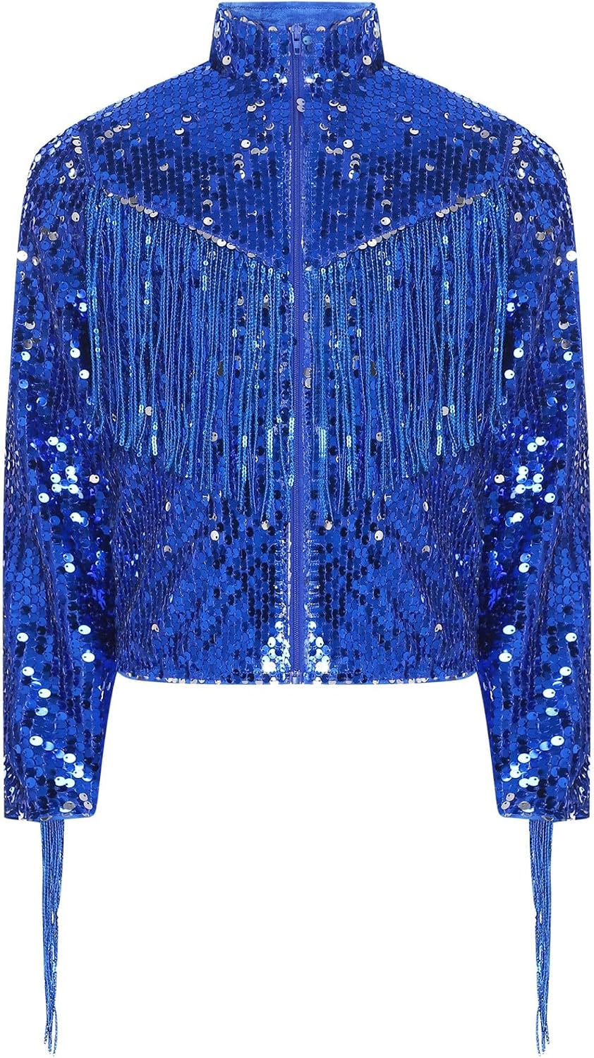 Boys Sequin Tassel Jackets Kids Girls Fringe Bomber Jacket Hip Hop Streetwear Disco Stage Performance Dance Costume
