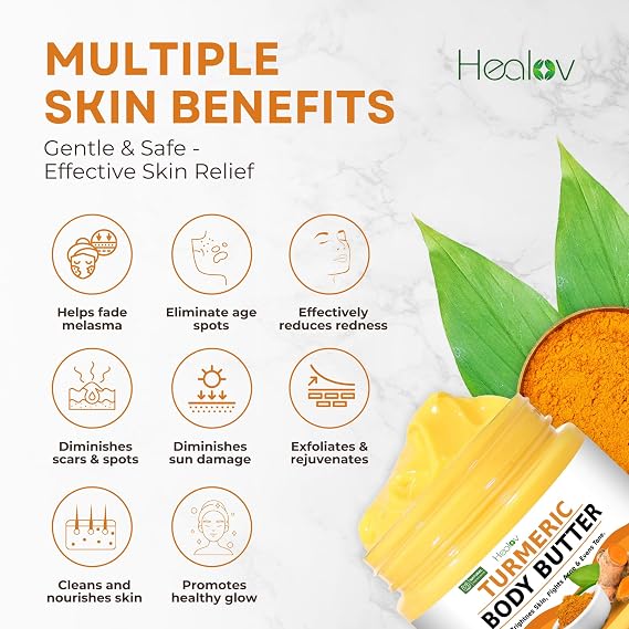 Turmeric Face Cream All Natural Skin Brightening Cream Turmeric Whipped Body Butter for Dark Spot Care & Uneven-Looking Skin Turmeric Skincare Moisturizes, Nourishes & Promotes a Radiant Glow