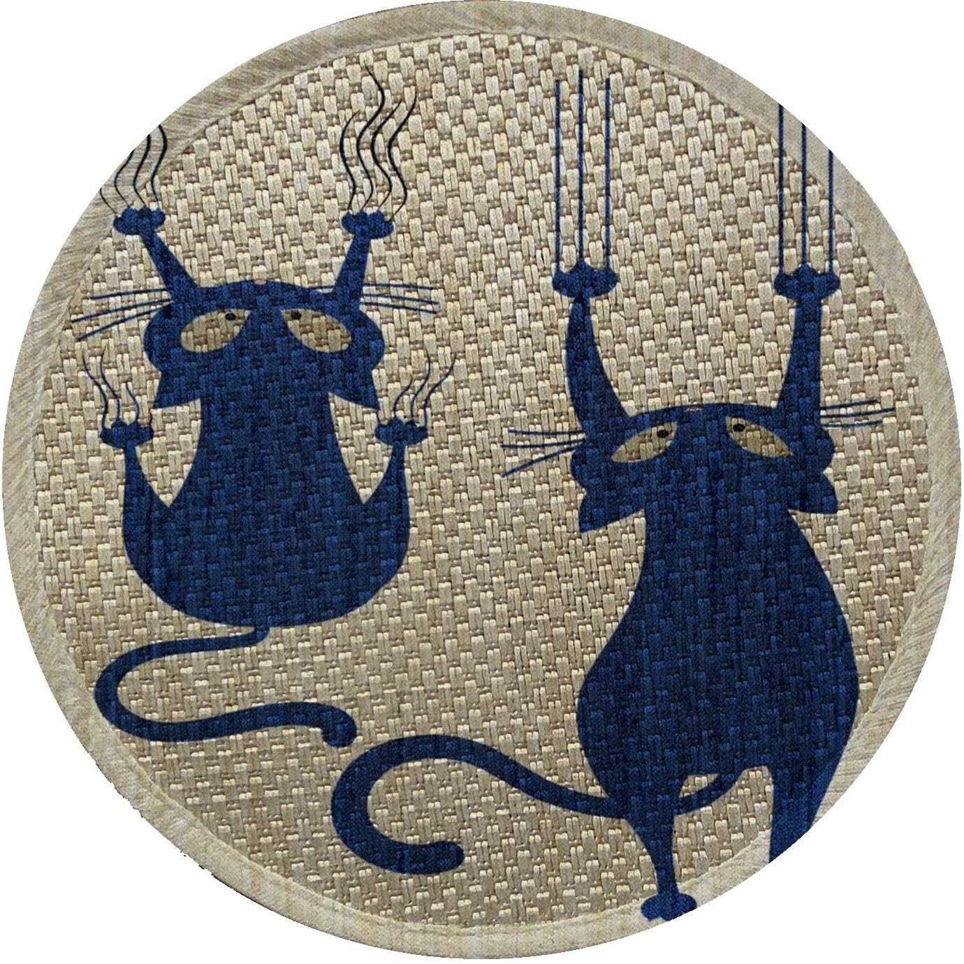 Glipet Desenli Çift Taraflı Kedi Tırmalama Paspası Yuvarlak Twoblue 36 * 36 cm
