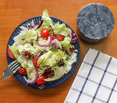 Miniatura 6 de Bodega de sal de mármol negro con tapa y cuchara de madera, caja de hierbas de especias y pimienta hecha a mano de 4 pulgadas