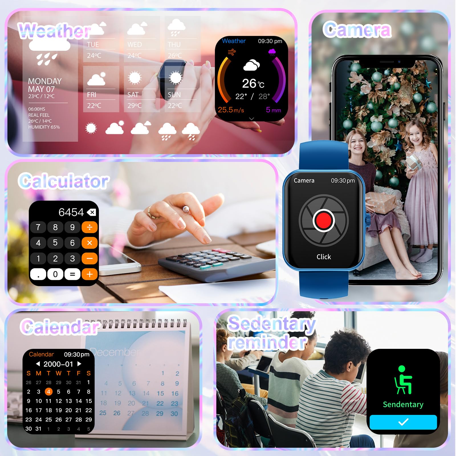 Smartwatch, Orologio Fitness 1.83" per Bambini Smart Watch con Contapassi, Cronometro, Bluetooth, 25 Sportivo, Notifiche Messaggi, Fitness Tracker per per Ragazzi Ragazze Adolescenti 8-16