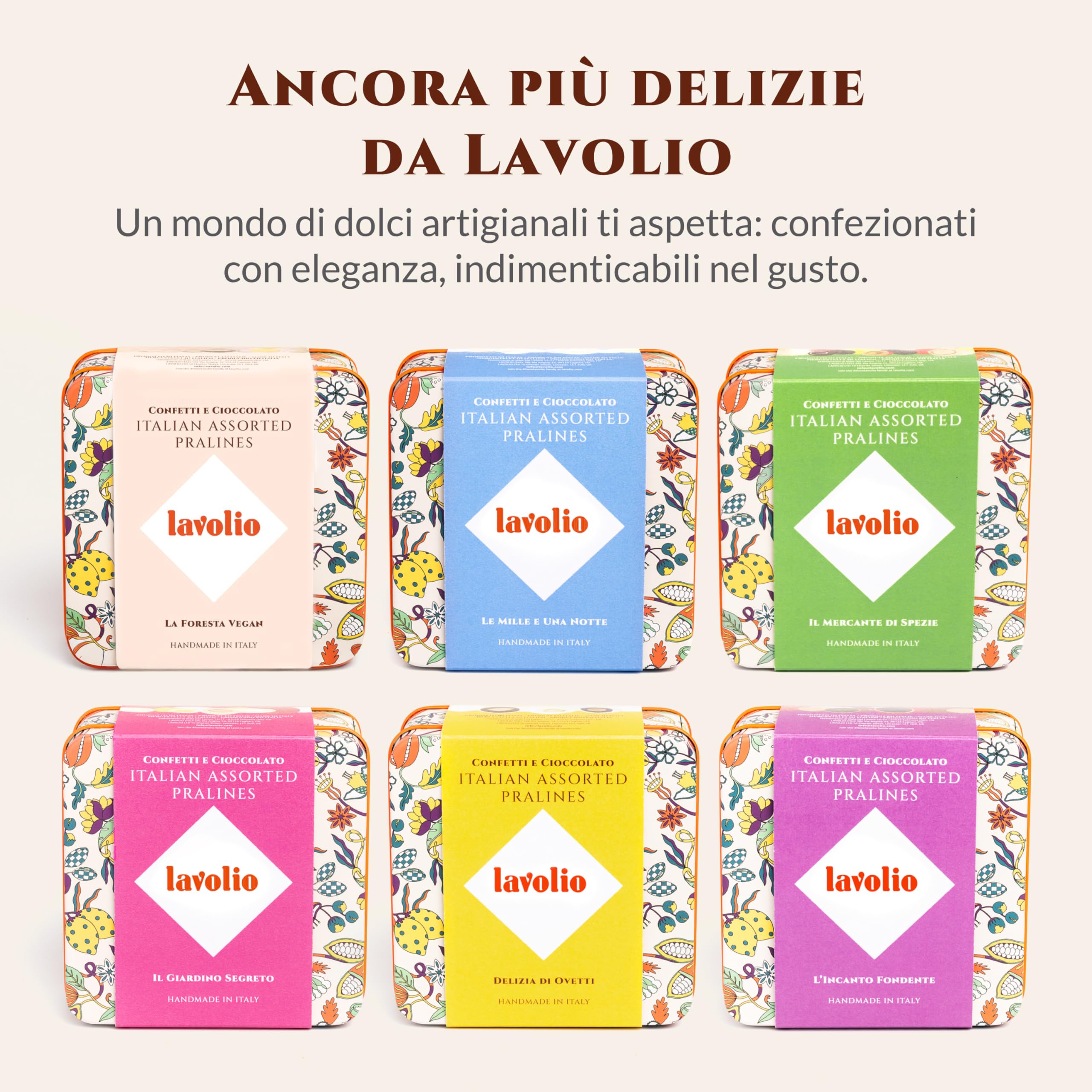 Lavolio LA FORESTA VEGAN - Cioccolato italiano - Selezione artigianale di frutta secca ricoperta e cioccolati vegetali, caramelle eleganti e cioccolatini da regalo - Vegan e Gluten Free - 150g