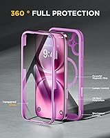 Vista 702 de Miracase Funda magnética para iPhone 14 de 6.1 pulgadas, protector de pantalla de vidrio templado integrado + protector de lente, compatible