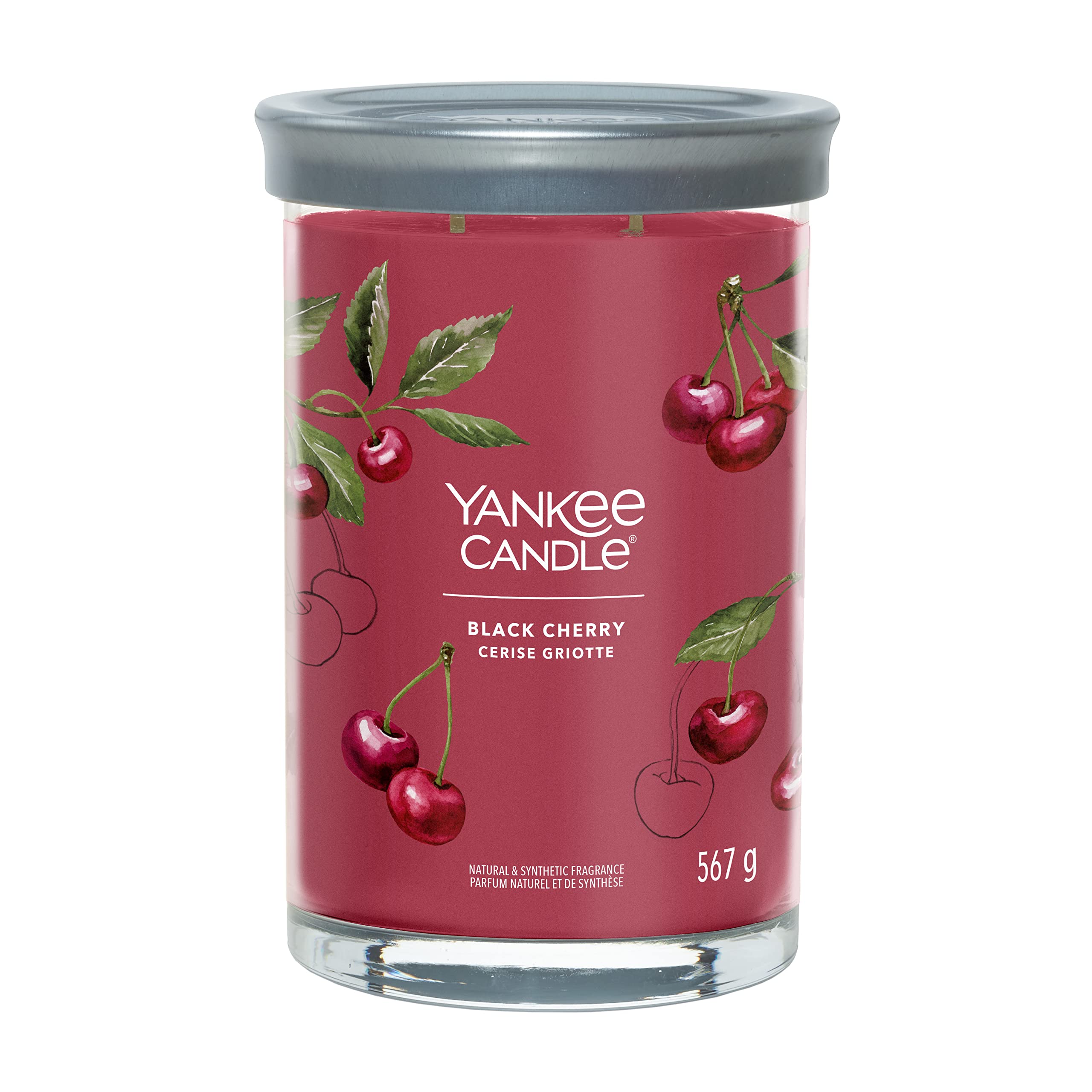 Yankee Candle Signature - Vela aromática | Vela en vaso grande de cereza negra con doble mecha, mezcla de cera de soja larga combustión, para mujeres