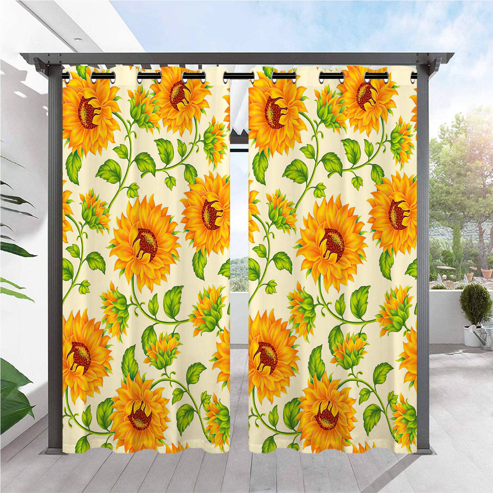 ANHOPE Outdoor Curtains Waterproof Eyelet Top 2 Panels W 36" x L 84" — image 1