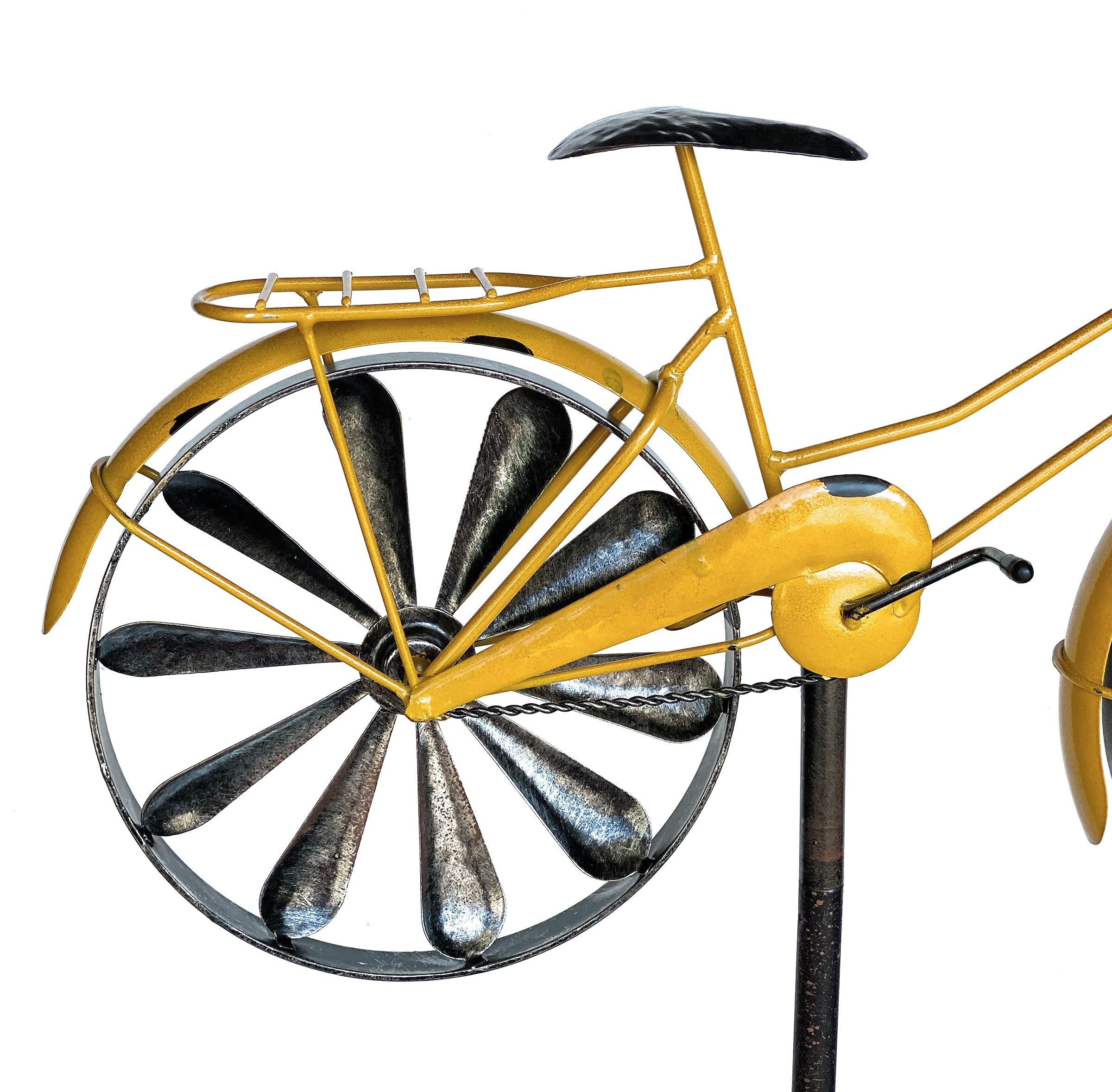 DanDiBo Paletto da giardino in metallo per bicicletta, XL, 160 cm, giallo 96101, con girandola a vento, resistente alle intemperie, decorazione da giardino, asta da giardino