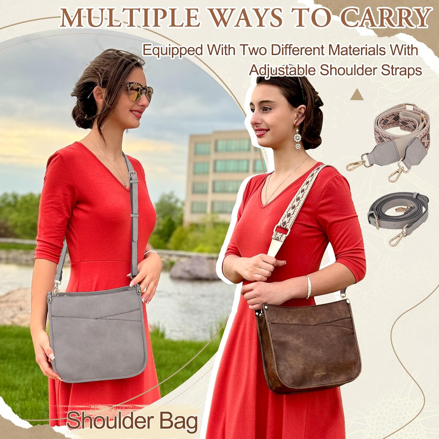 VX VONXURY Crossbody Bags for Women,Trendy Vegan Leather Shoulder Handbags,Fashion Hobo Purses with 2 Wide Straps