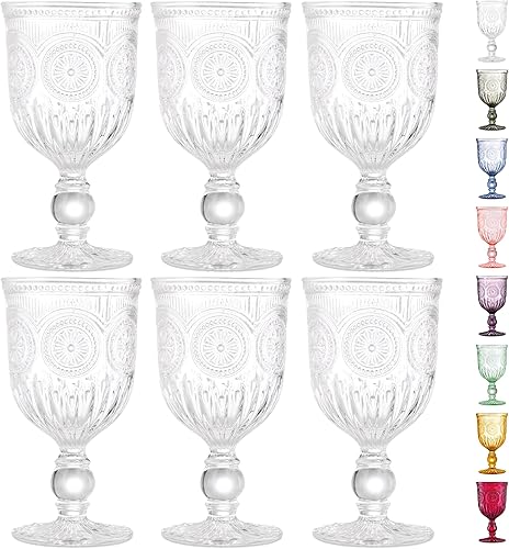 Yungala Juego de 6 copas de vino vintage, copas de vidrio, copas de agua, vino o cócteles, copas de vino elegantes, bonitas copas de vino con diseño