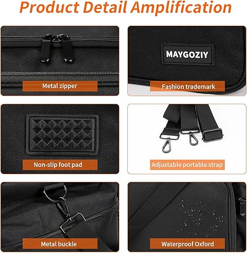 Miniatura 4 de MAYGOZIY Bolsa de cables para DJ, bolsa Oxford 600D con divisores desmontables, múltiples bolsas separadas para cables, equipo de DJ profesional,