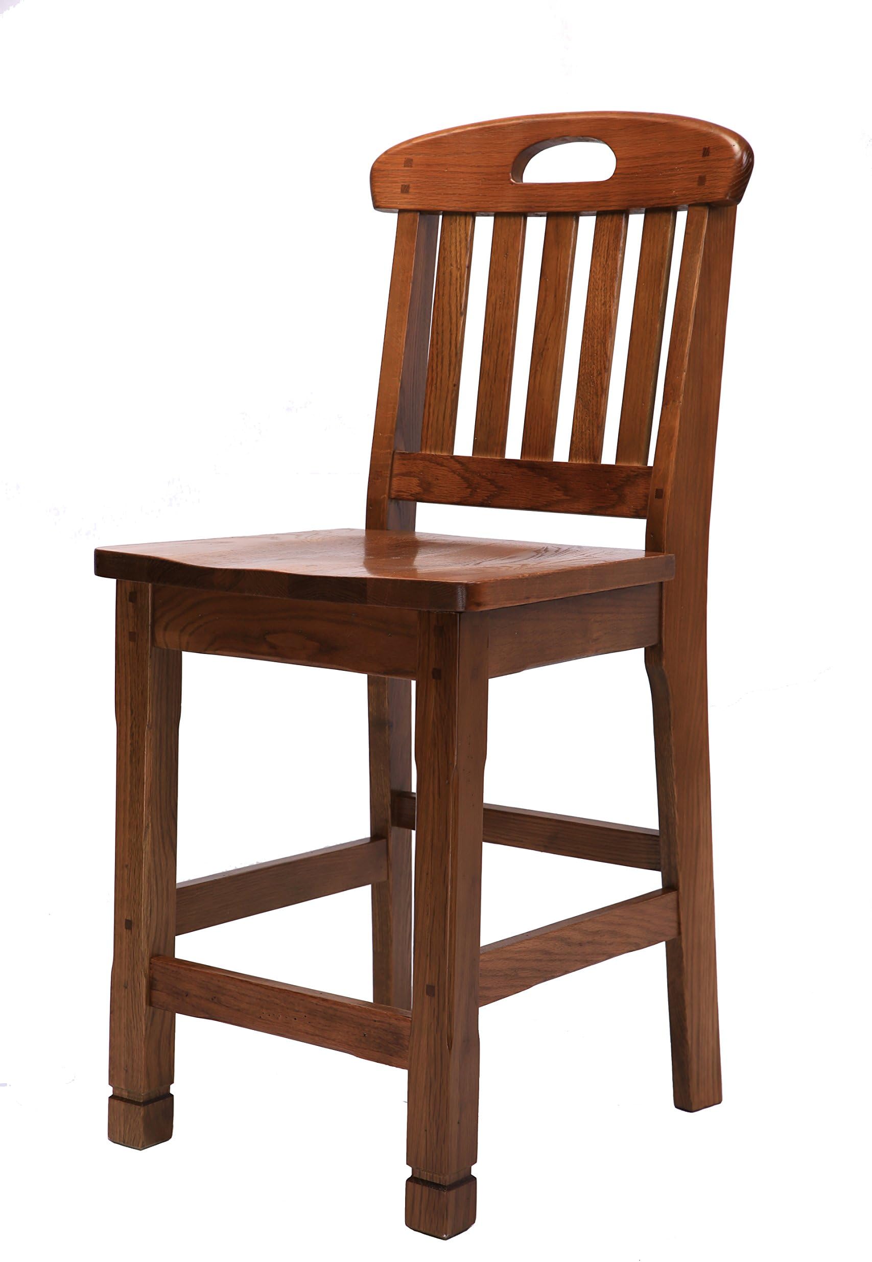 MYMQ Bar Stool，Solid Oak Wood with Old Effect，41''H