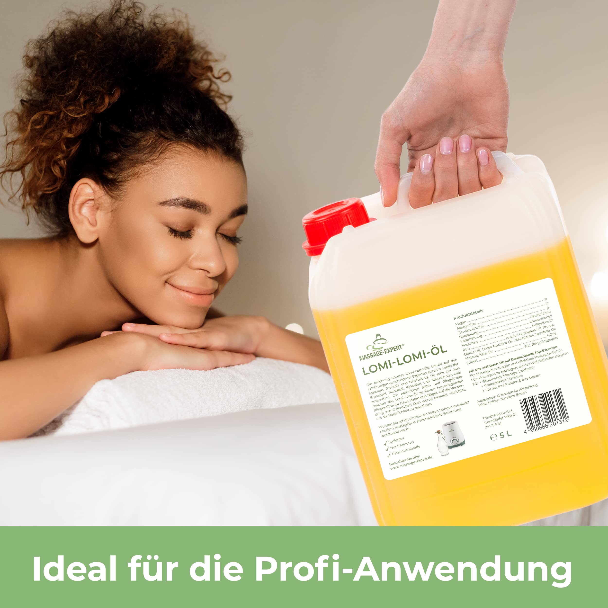 MASSAGE-EXPERT Lomi-Lomi-Massageöl – für die traditionelle Lomi-Lomi-Nui Massage, Ölmischung für hohe Gleiteigenschaften und natürliche Hautpflege (5 Liter HDPE-Kanister)