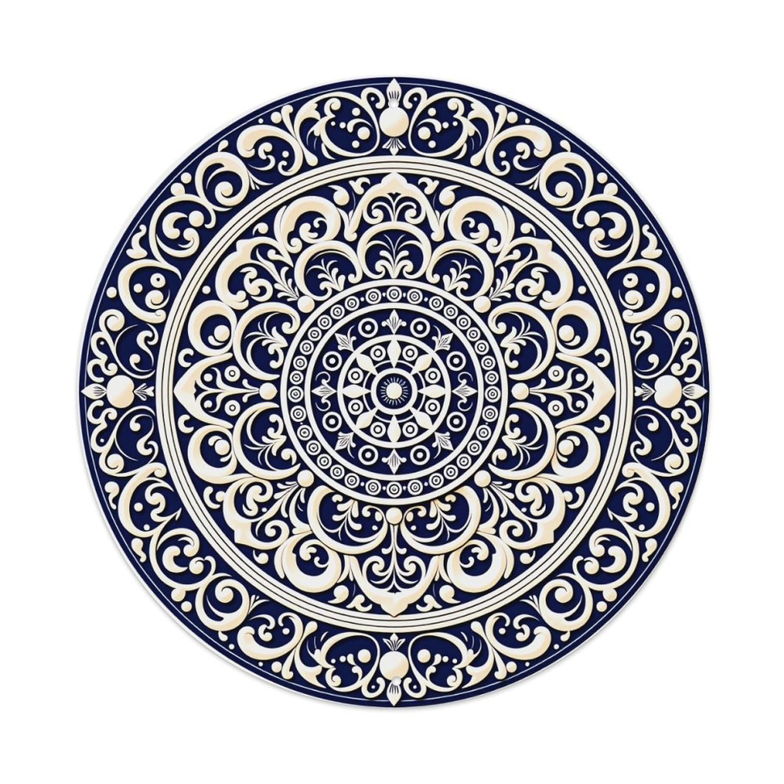 Circular Ornate Floral Mandala Design Metal Tin Sign Vintage Garden Bedroom Cafe Bar Man Cave Home Wall Decor Metal Poster 8x8 inches