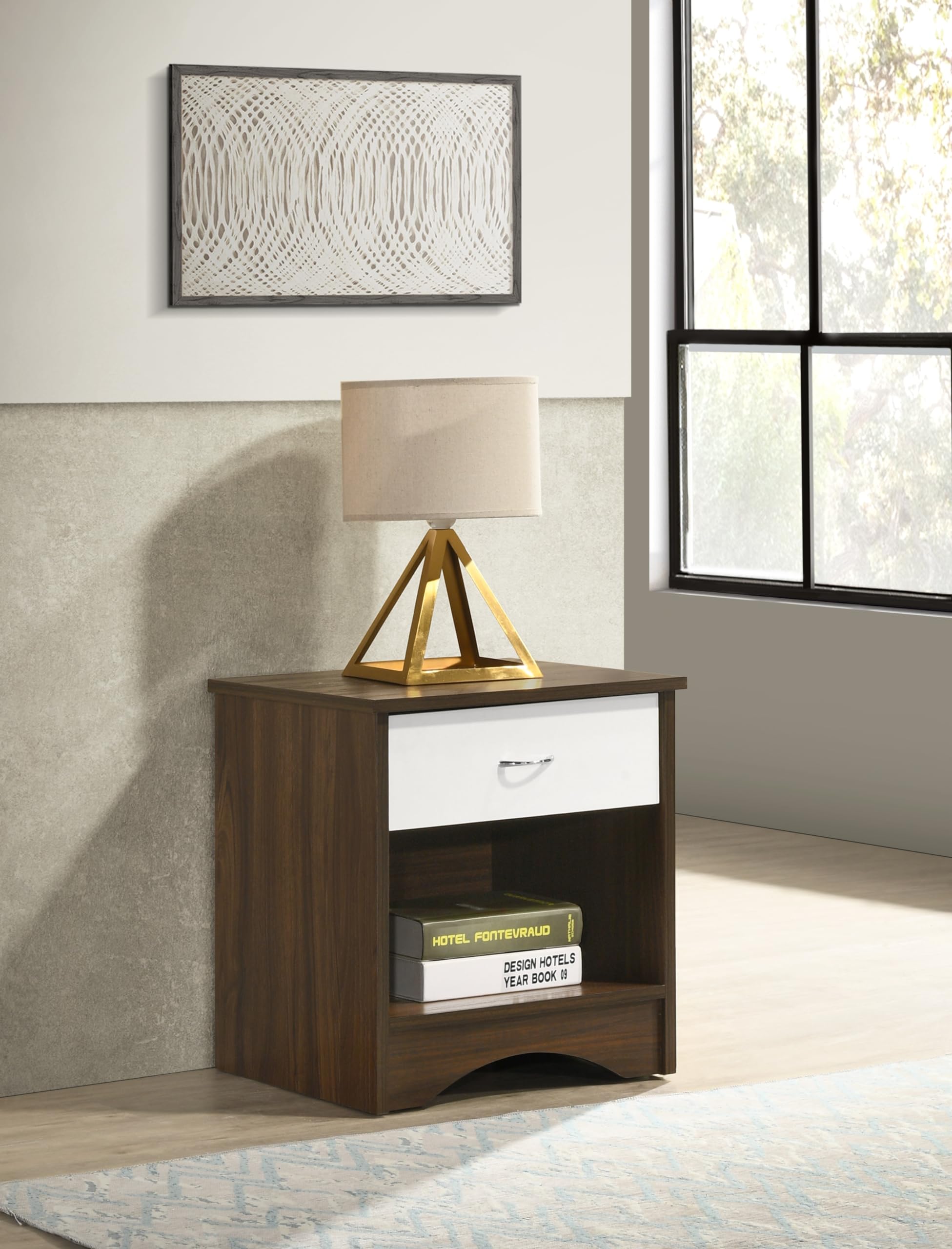 DeckUp Plank Bei Engineered Wood Bed Side Table and End Table (Walnut and White, Matte Finish) (B0CBW5F688) Amazon Price History, Amazon Price Tracker
