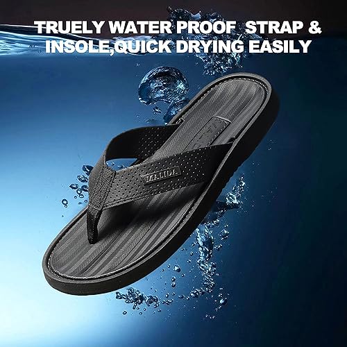 Miniatura 4 de MALIDA Chanclas antideslizantes para hombre para baño, ducha, impermeables, de espuma amortiguada, para interiores y exteriores, sandalias de tanga