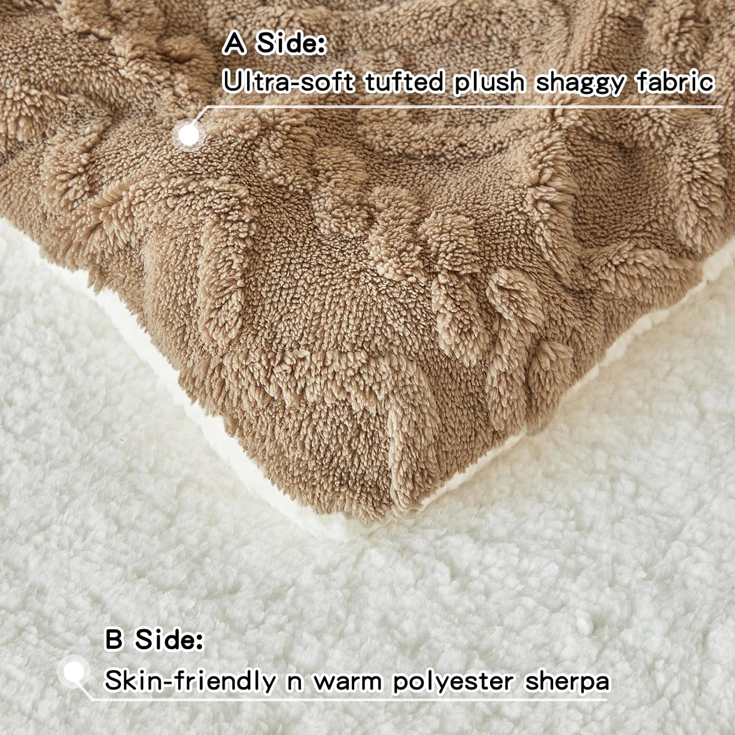 Joyreap 3-Piece Fluffy Faux Fur Sherpa Comforter Set Coffee, King Size Luxury Tufted Bedding Comforter Set, All Season Soft n Cozy Plush Comforter Bed Set- 100x88 inches