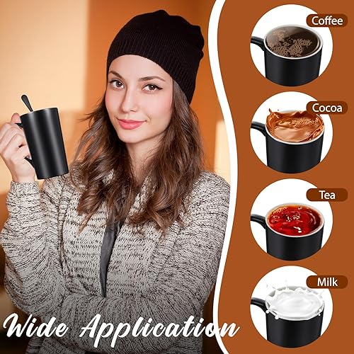 Miniatura 6 de Tioncy 4 juegos de tazas de café grandes de 20 onzas con cuchara de té helado de mango largo de 9 pulgadas, tazas altas de color negro mate, taza de
