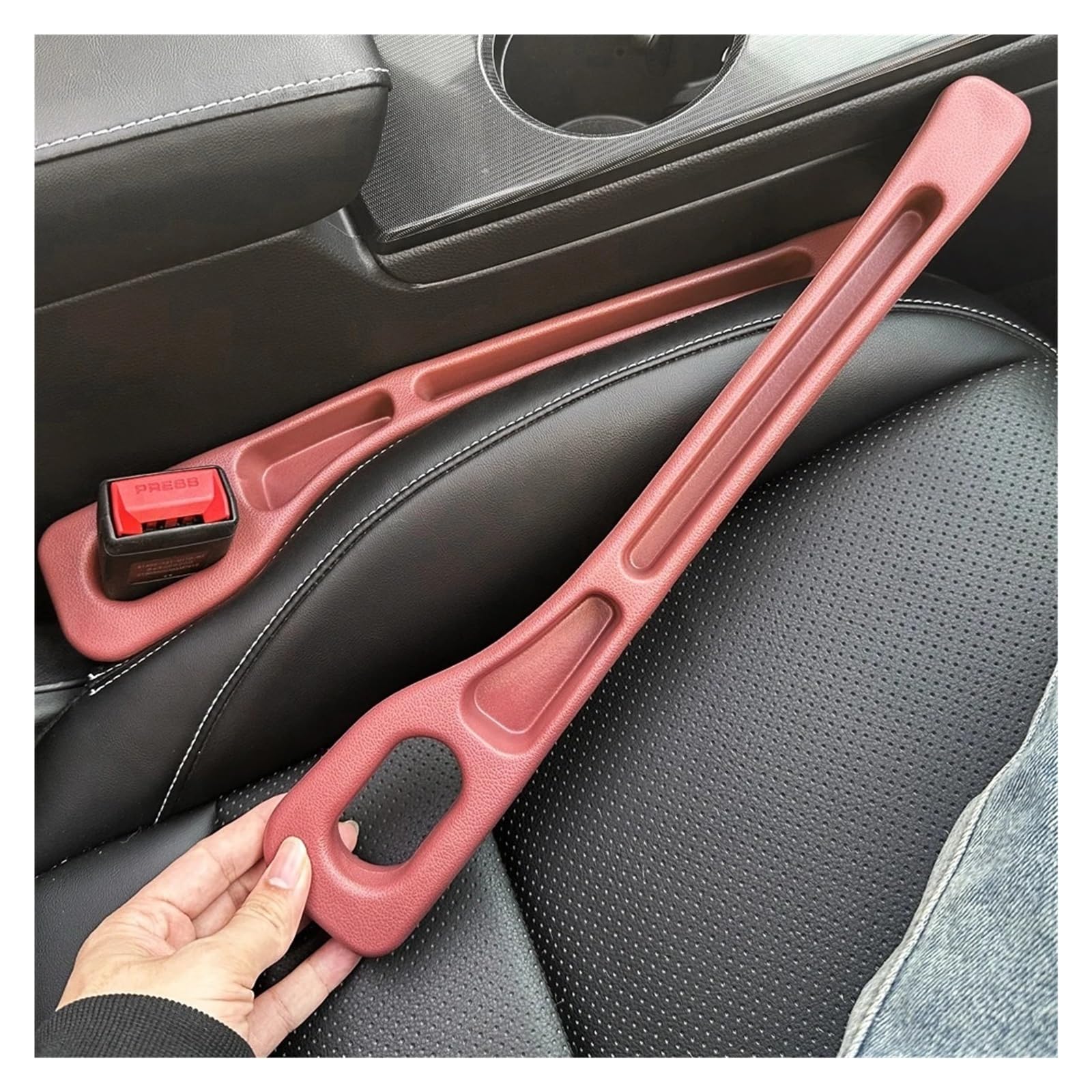 DASJKDI 2Pcs Car Seat Gap Filler Crevice Storage Box Bag Between Seats Console Organizer Decoration for car(2PCS Red)