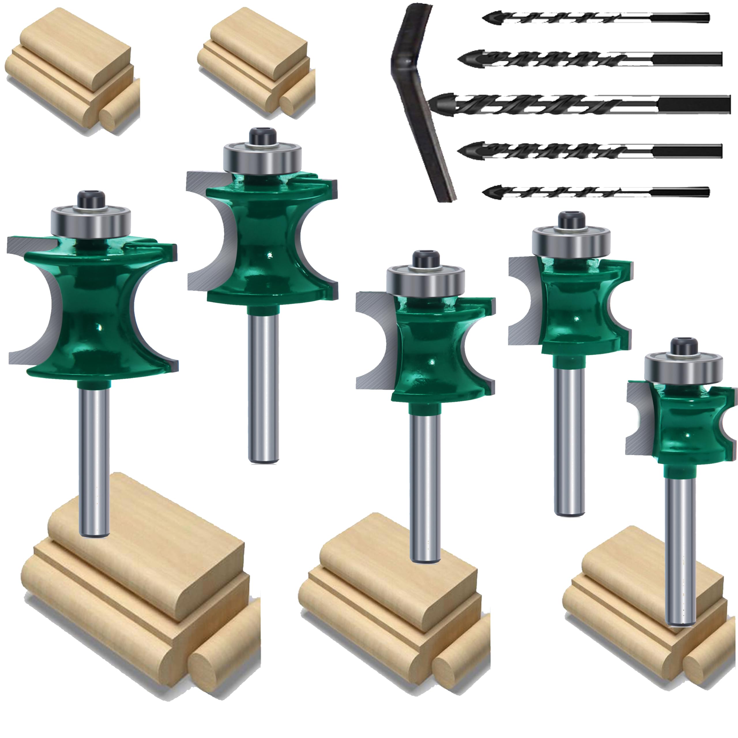 MAYLINE 1/4 Inch Shank Router Bits Sets 5 PCS, Tongue Groove Rail Stile Woodwork Milling Cutter Router Bit Set