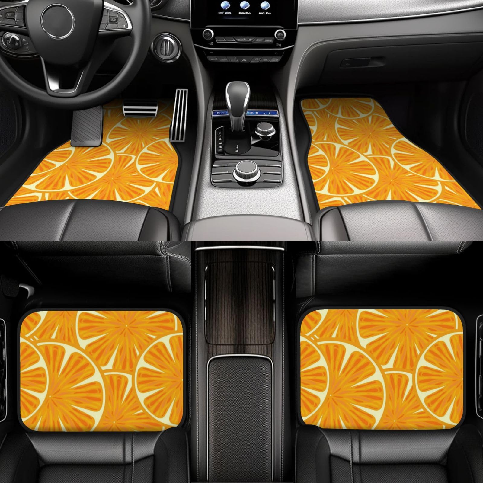 Leuchtendes Orange, 4er-Set Auto-Fußmatten, Neopren-Fußmatten für Fahrzeuge, rutschfeste Auto-Fußmatten, Autozubehör