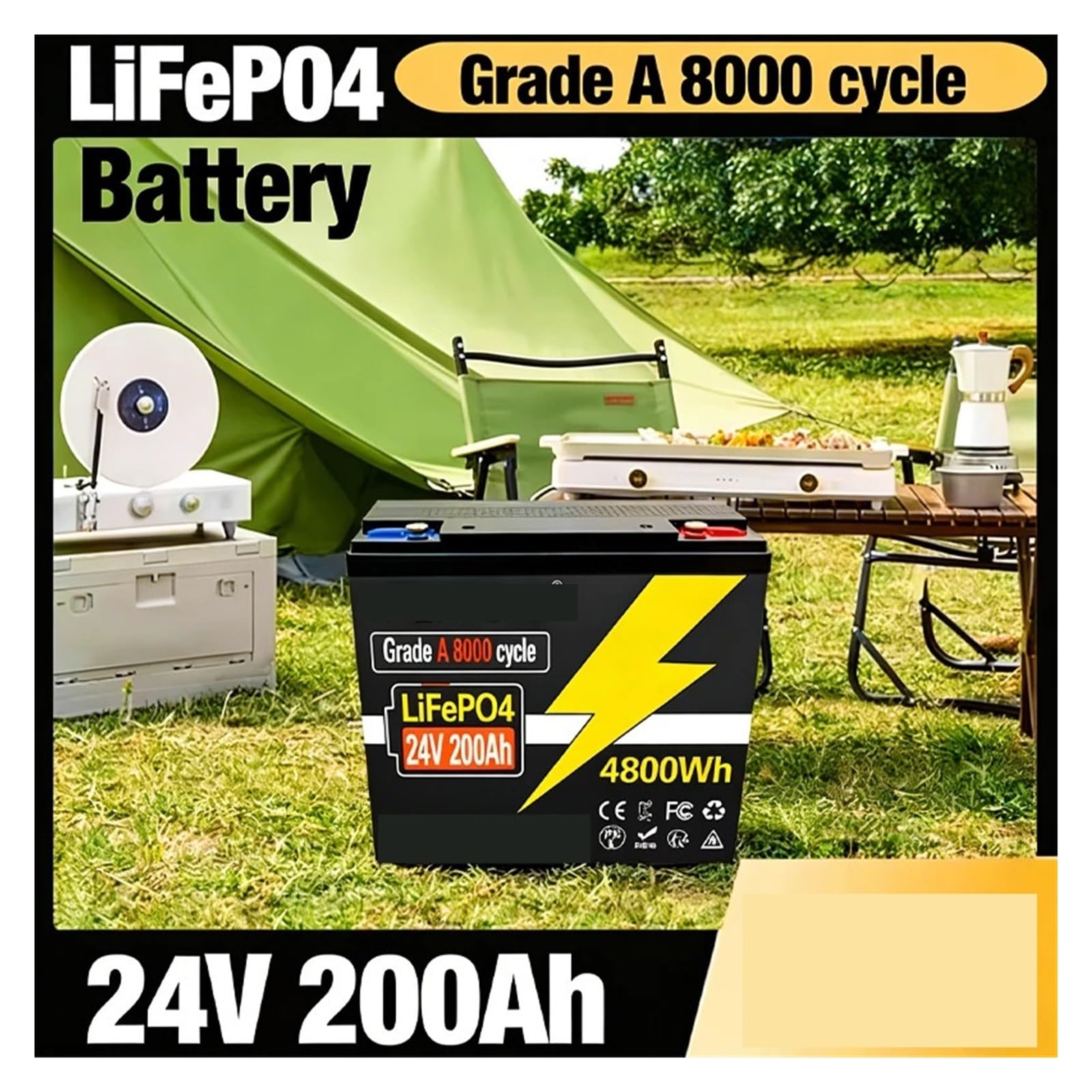 Batteria A Ciclo Profondo, Batteria LiFePO4 Da 24 V 100 Ah A Bassa Temperatura | Protezione Oltre 6000 cicli compatibili con le applicazioni off-grid RV Solar Marine(24V 100AhX1)