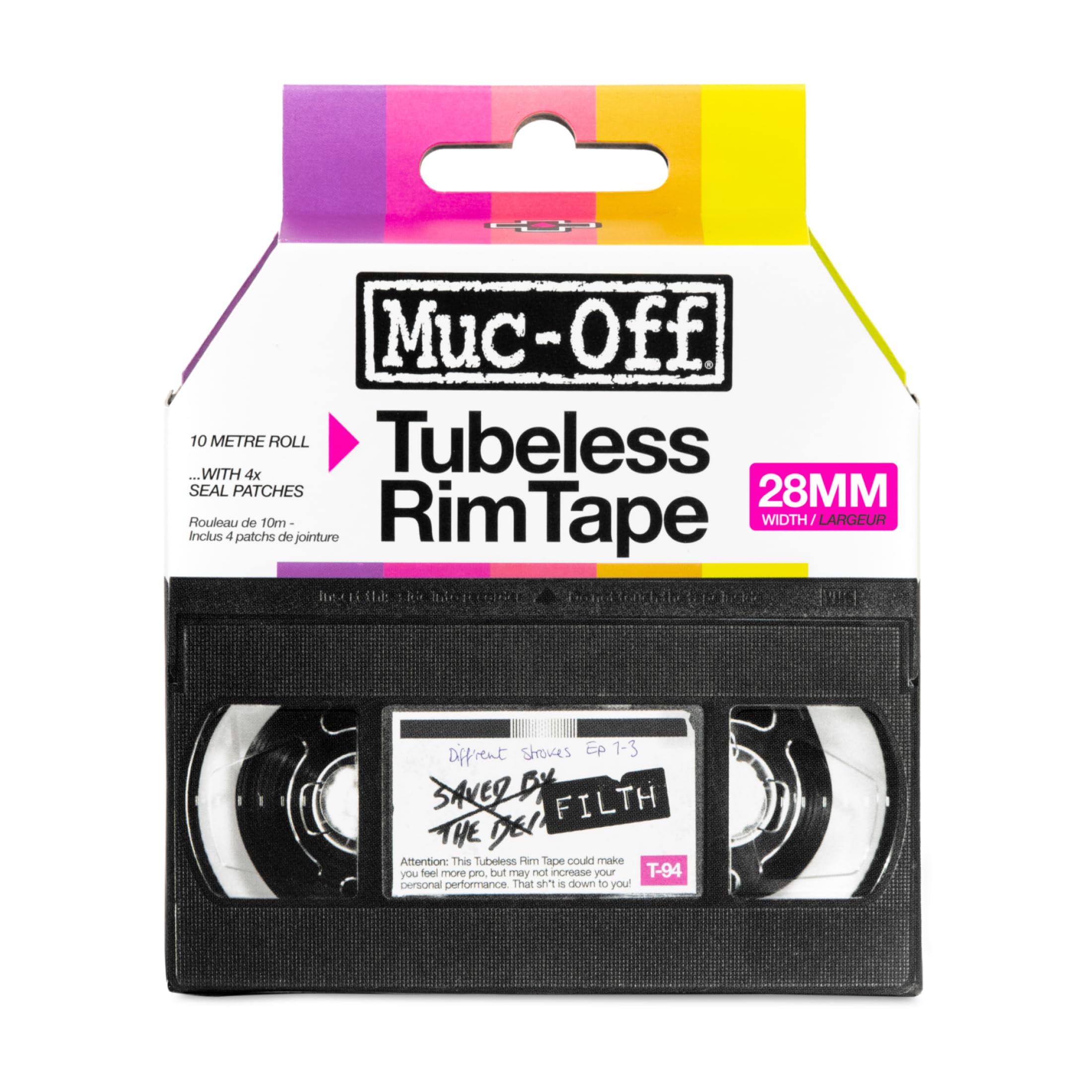 Muc Off Tubeless Rim Tape - Pressure-Sensitive Semi-Transparent 28mm, Black