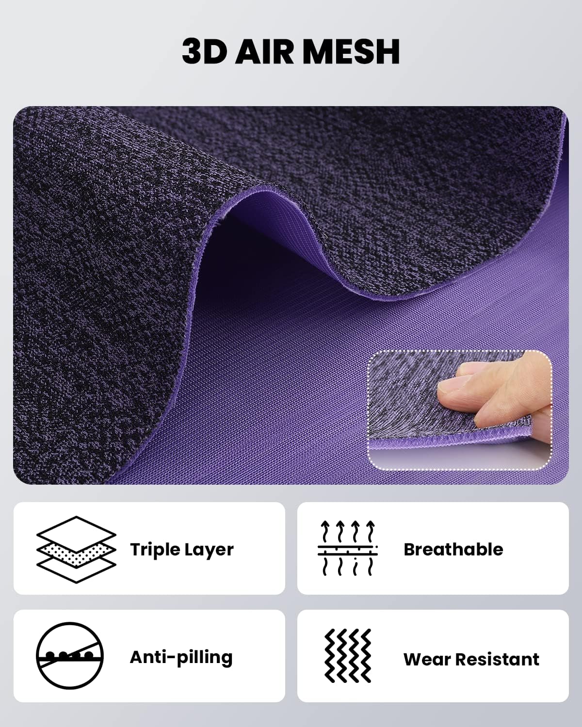 Dripex Ergonomic Office Chair-Mesh High Back Desk Chair Computer Chairs with Lumbar Support/Arms/Adjustable Headrest/Cushioned Seat/Wheels, Swivel Rolling Reclining Office chair for Home Office,Purple