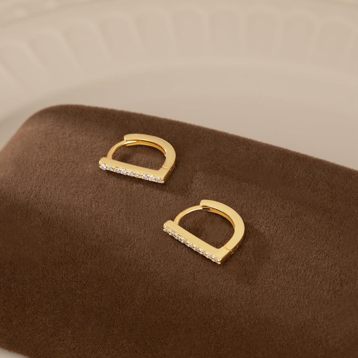 Reffeer Solid 925 Sterling Silver CZ Bar Earrings Hoop for Women Teens CZ Huggie Earrings Minimalist - Image 6